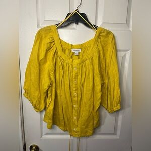 Calligraphie Pleated Yellow Blouse